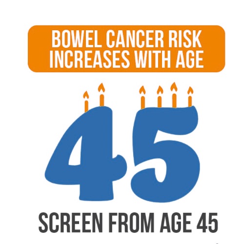 Bowel cancer screening now starts from age 45